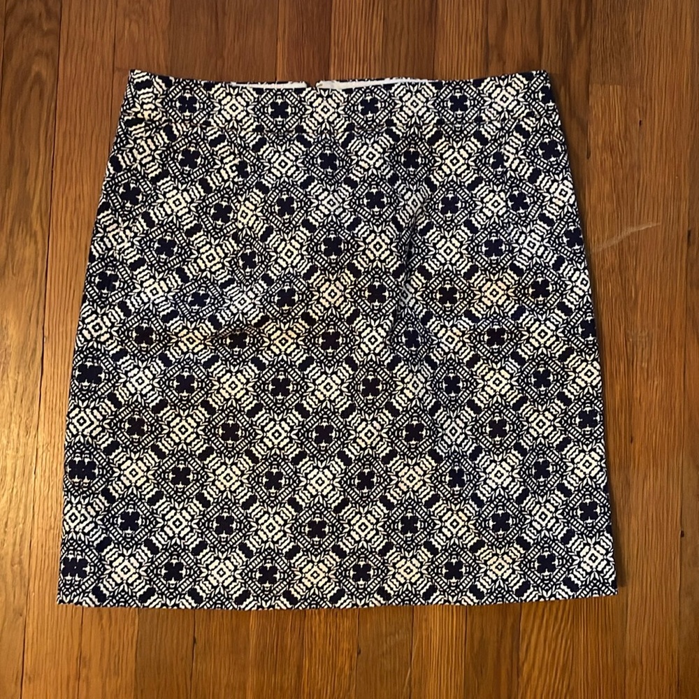 Jcrew navy and white high waisted pencil skirt